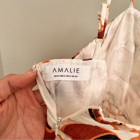 AMALIE THE LABEL - MAYA LINEN BLEND STRAPP MINI DRESS IN VOYAGER FLORAL size 2 - Picture 5 of 6